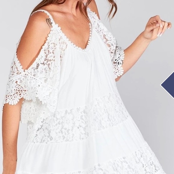Baci Lace Cold Shoulder mini Dress Top - Picture 3 of 13